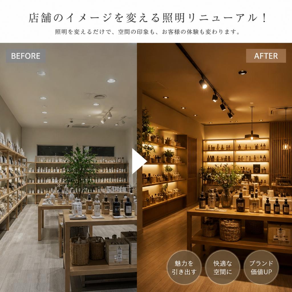 店舗のイメージを変える照明リニューアル！