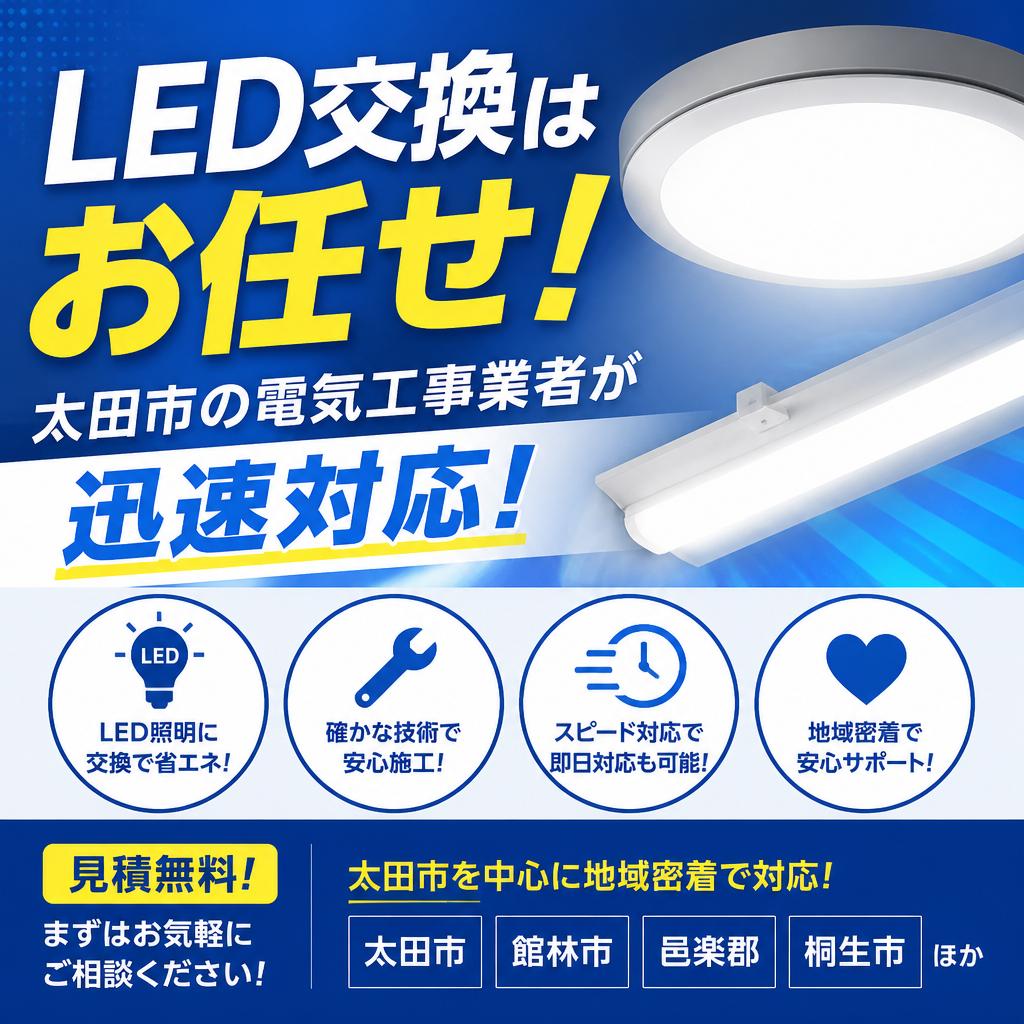 LED交換はお任せ！太田市の電気工事業者が迅速対応！