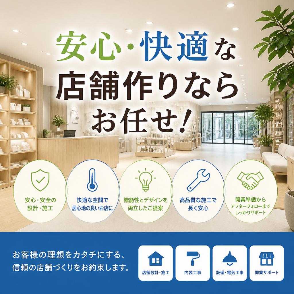 安心・快適な店舗作りならお任せ！