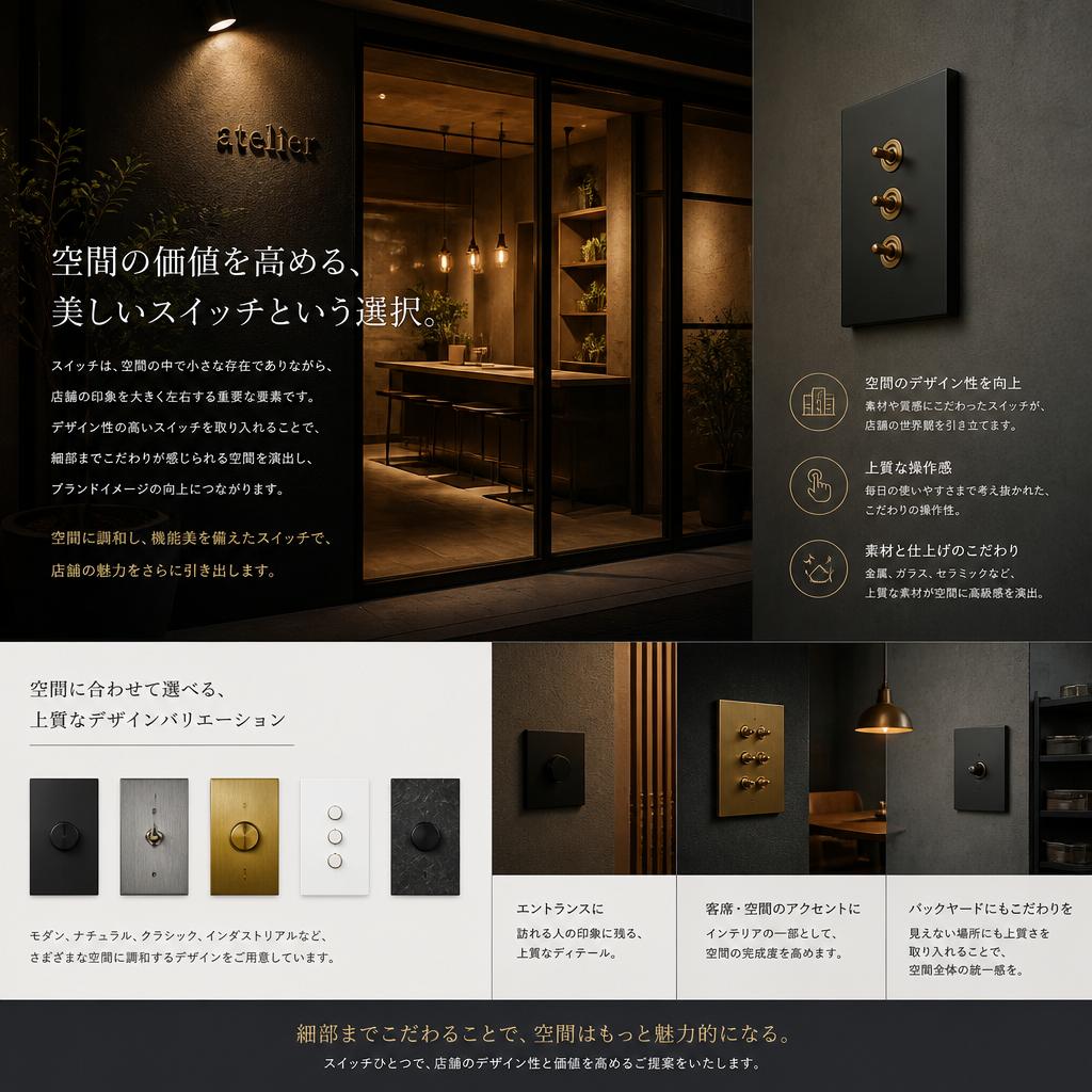 おしゃれなスイッチで店舗の印象をアップ