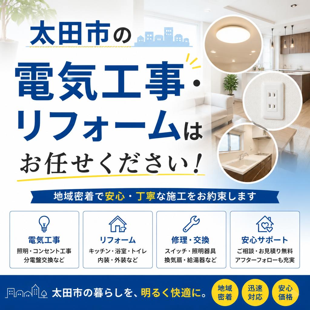 太田市の電気工事・リフォームはお任せください！