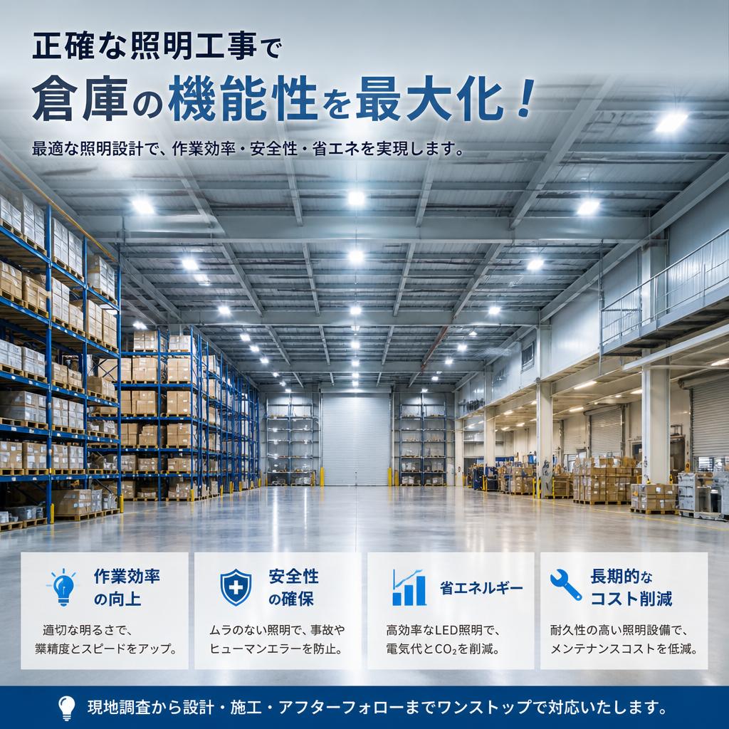 正確な照明工事で倉庫の機能性を最大化！
